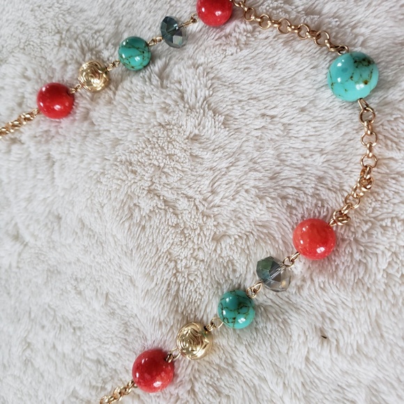 Bright gold beaded long necklace - Picture 3 of 6